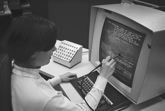 IBM 2250 Graphics Display Unit with light pen, October 1969